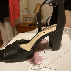 Woman’s black leather dress shoes